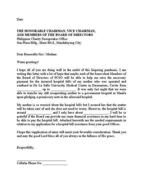 Letter Asking For Additional Assistance From PCSO (For Scribd) .